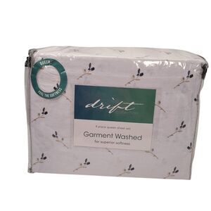 Drift Collection  Print Tollesson Navy Queen Sheet Set 4 Piece Soft Polyester